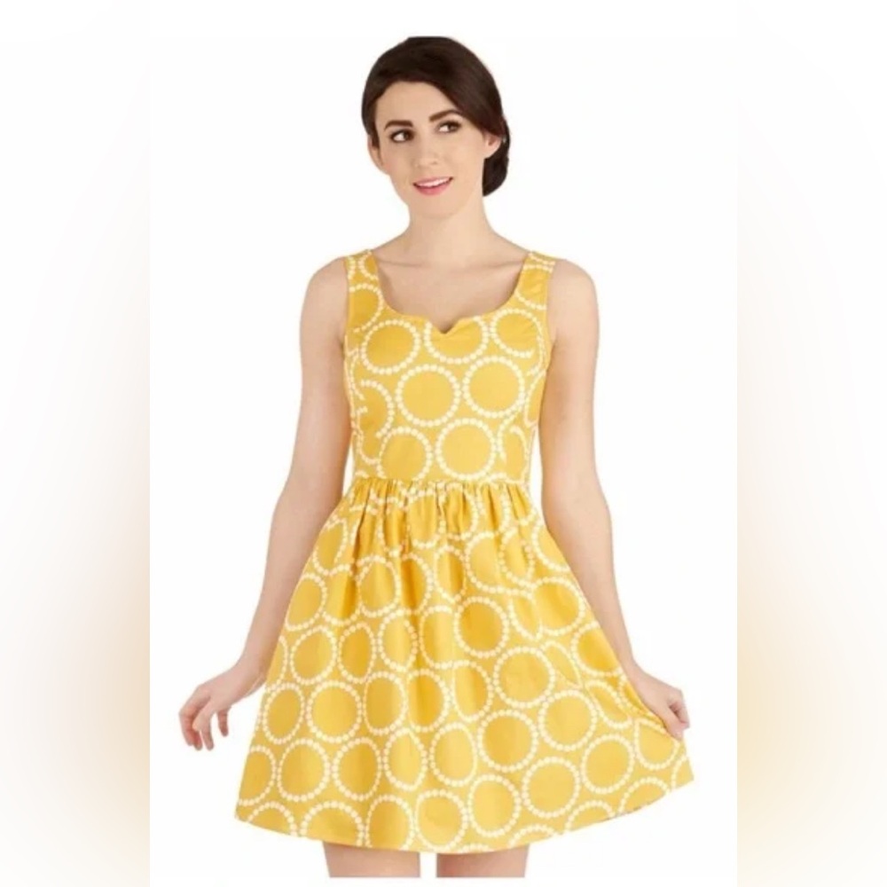 Modcloth Fervour yellow cotton dress L